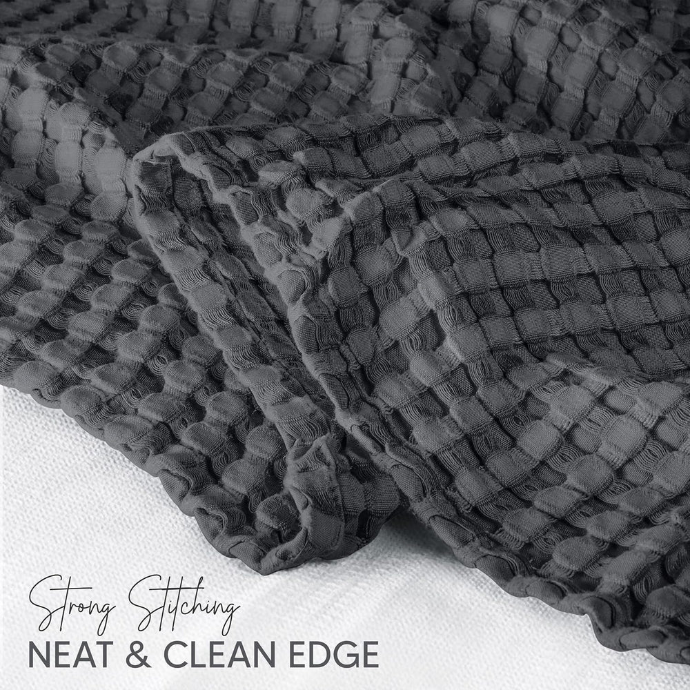 Utopia Bedding 100% Cotton Waffle Blanket Queen Size Charcoal, 90x90 Inch