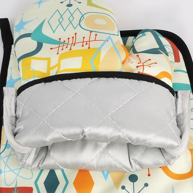 Mid Century Modern Oven Mitts and Pot Holders Sets Washable Oven Gloves Heat - Image 5