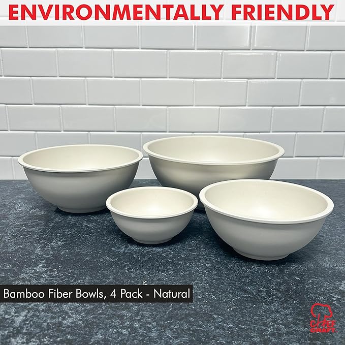 Chef Craft Eco Bamboo Fiber Mixing Bowl Set, 4 Piece - Image 2