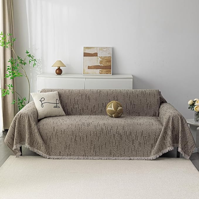MYSKY HOME Couch Covers for 2 Cushion Couch Sofa, Chenille L Shape Sectional - Image 2