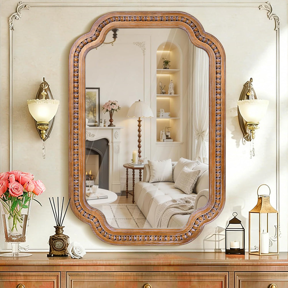 24x36 Inch Farmhouse Beaded Wall Mirror