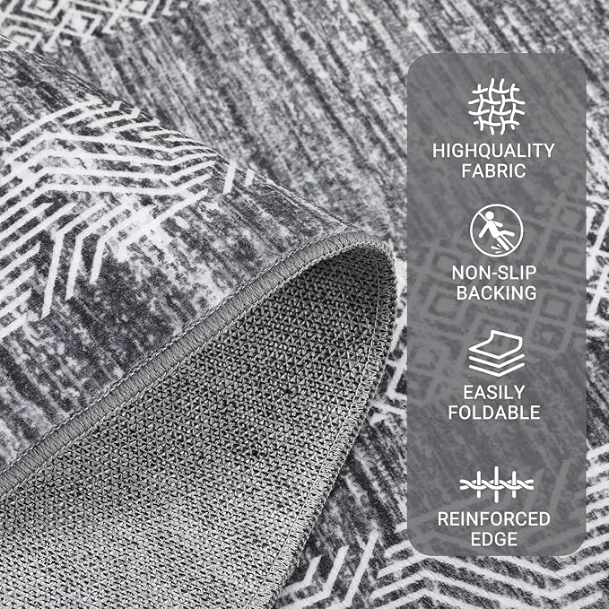 Washable 2.5x10 Kitchen Runner Rug, Easy Clean Geometri Rugs - Image 4
