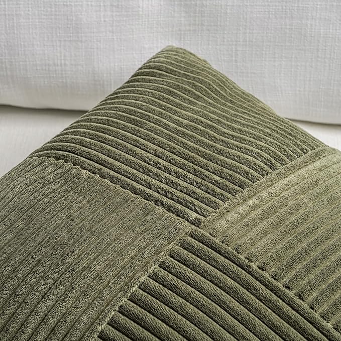 Fancy Homi 2 Packs Olive Green Lumbar Decorative Throw Pillow Covers 16x26 Inch - Image 3