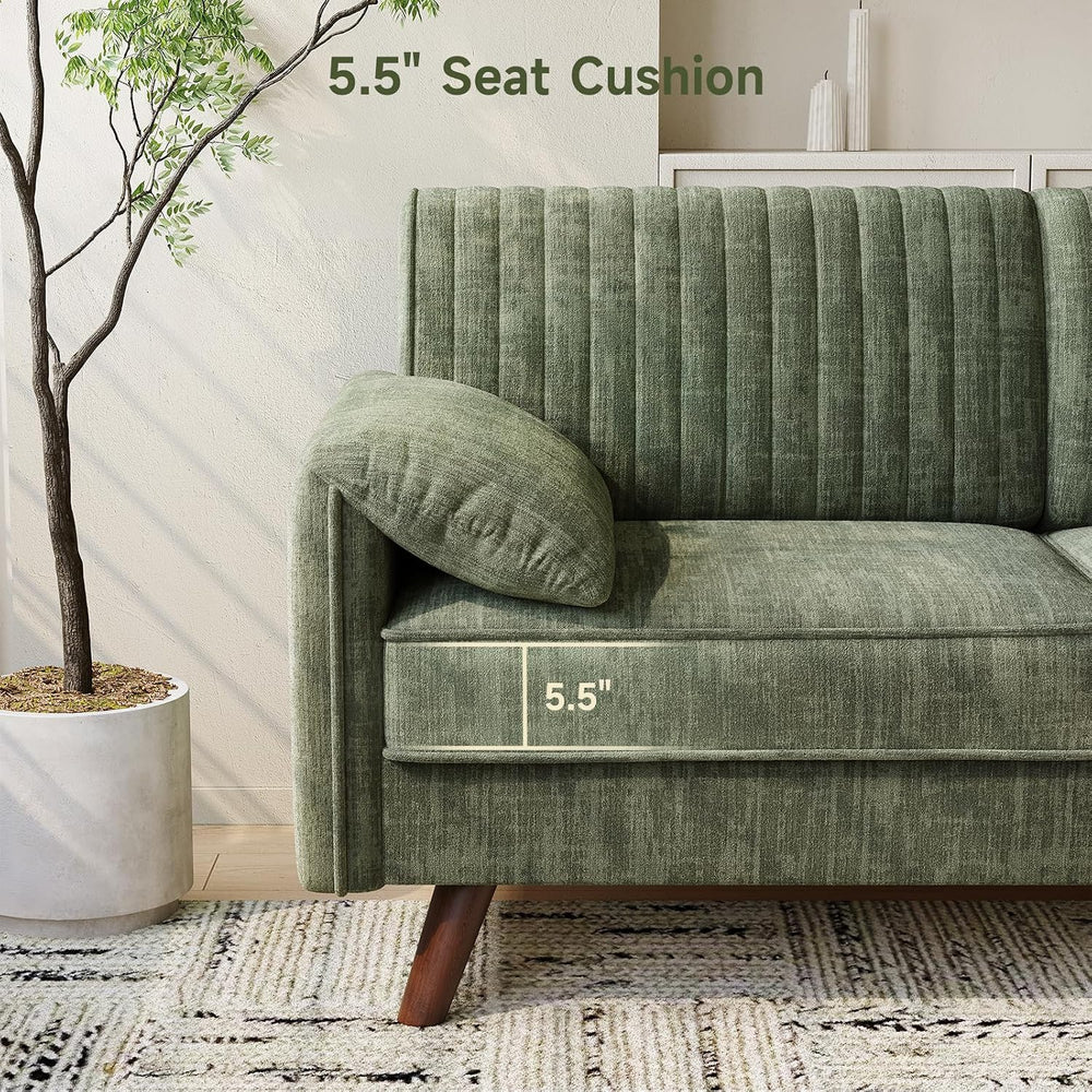 ONBRILL 64.5" Loveseat Sofa, Chenille Loveseat Couch for Living Room, Green