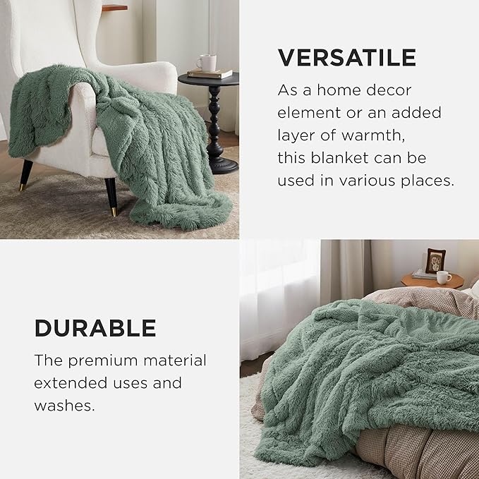 Bedsure GentleSoft Fluffy Sage Green Throw Blanket, Sage Green Decor - Image 5