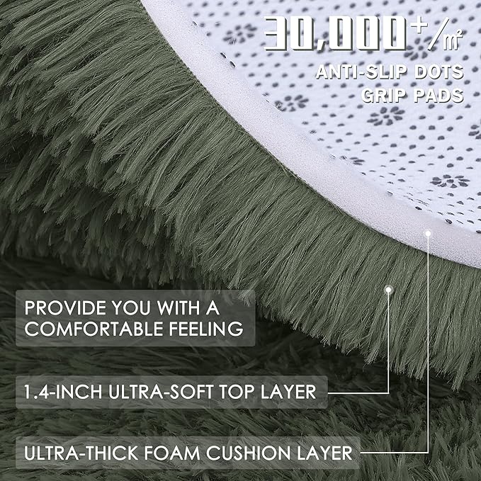 OLANLY 3x5 Machine Washable Small Bedside Rug, Soft Fluffy Shaggy Rugs - Image 6