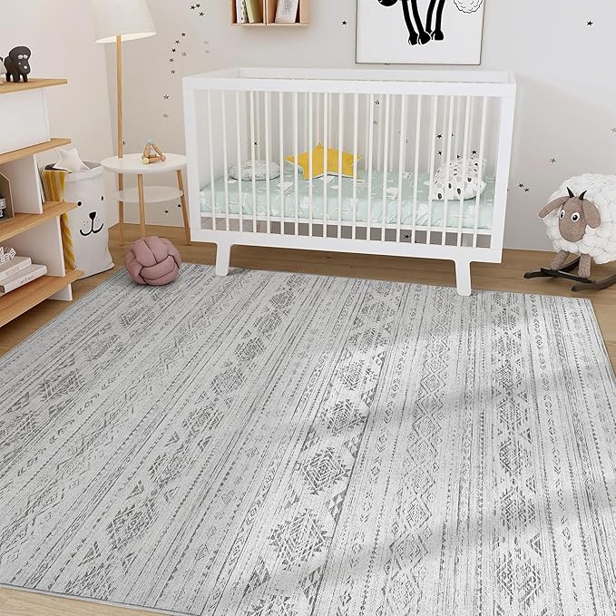 Nakagishi 10x14 Area Rug Living Room: Washable Boho Large Neutral Soft - Image 8