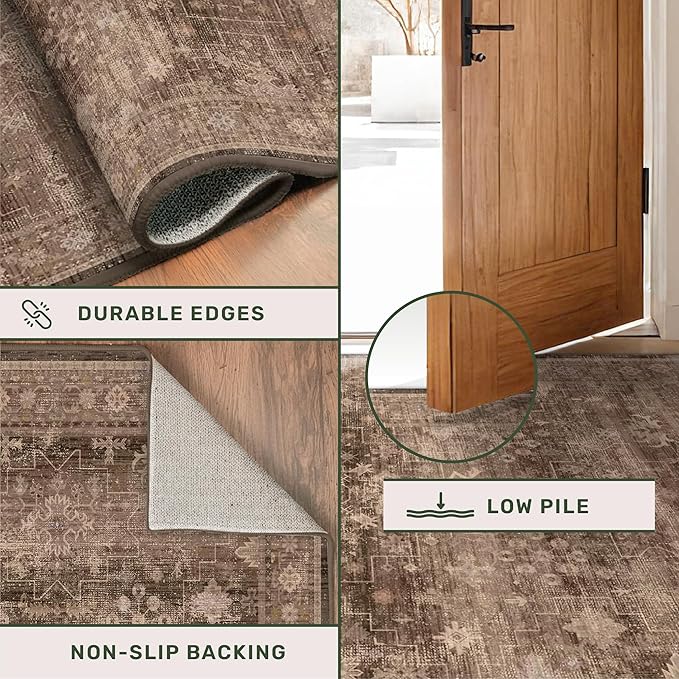Hazo Haus Brown Neutral Boho Washable 3x12 Extra Long Hallway Runner Rug - Image 5