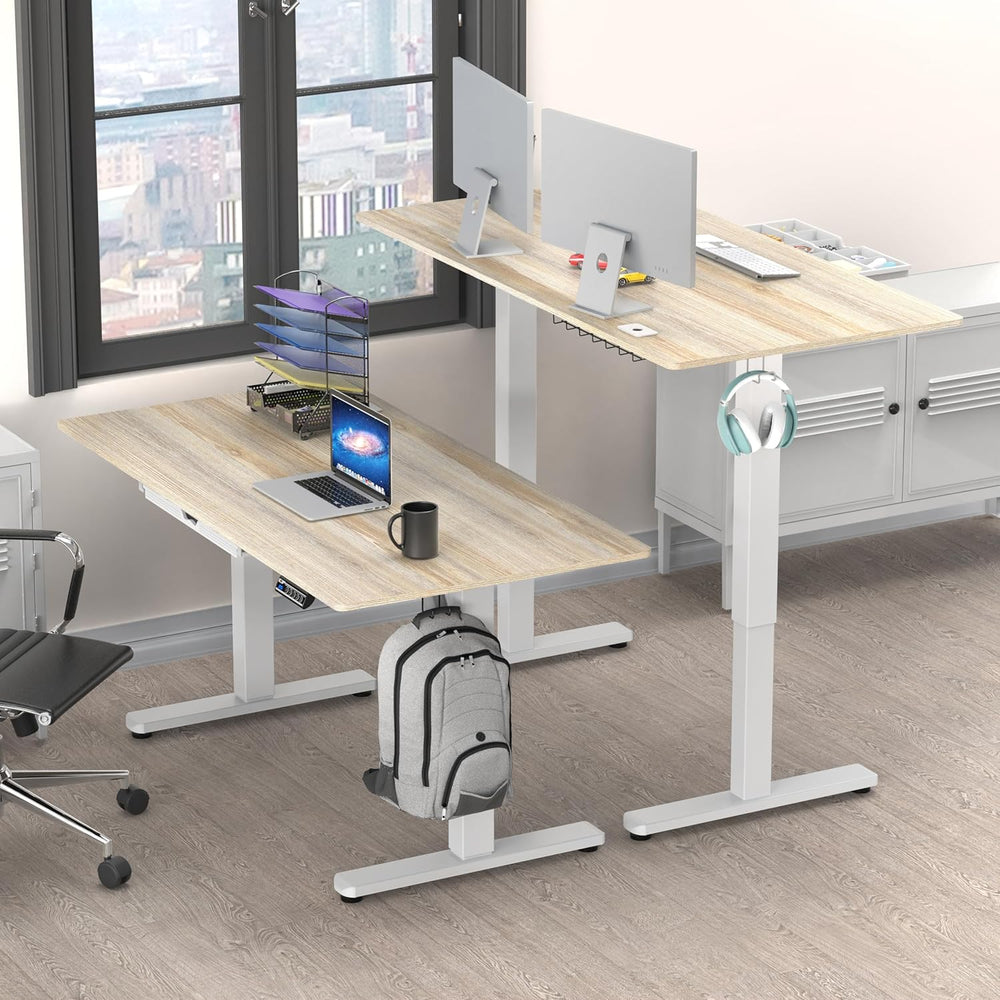 SHW 55 x 28 Inches Electric Height Adjustable Standing Desk with Drawer and M...