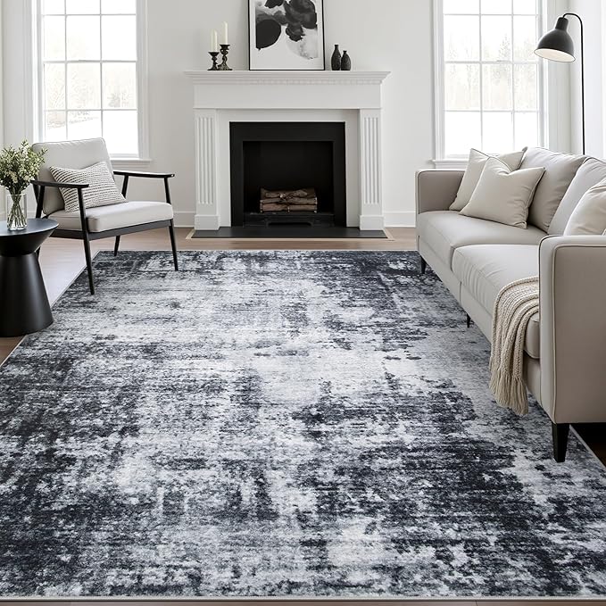 10x12 Area Rug Living Room Rug: Washable Modern Abstract Soft Thin Rug Indoor by FXRHLP