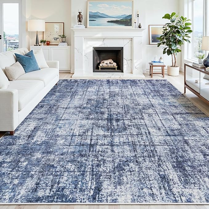 6x9 Area Rugs for Living Room Washable Rug: Anti-Skid Abstract Modern Living by Crority