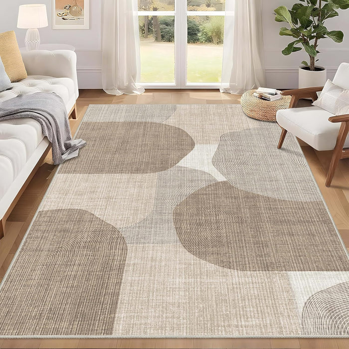 5x7 Area Rugs Modern Beige Washable Rug for Living Room Bedroom