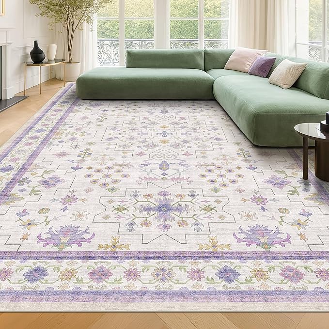 8x10 Large Lavender Rug for Bedroom, Floral Area Rug for Living Room, Dinning - Image 3