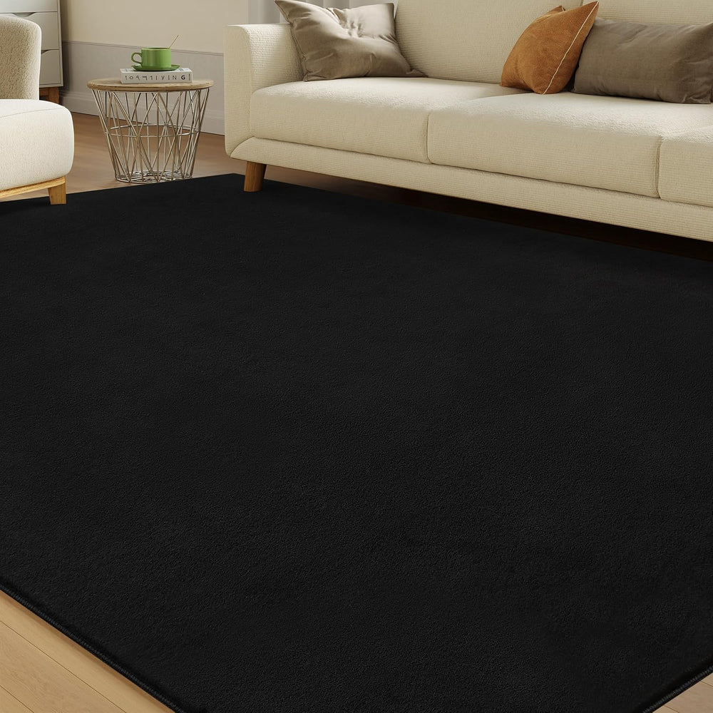 10x14 Black Area Rug - Faux Cashmere Carpet for Living Room