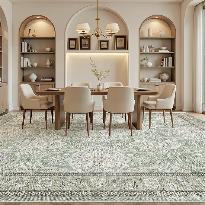 10x14 Area Rugs for Living Room, Non Slip Machine Washable Vintage Rugs - Image 3