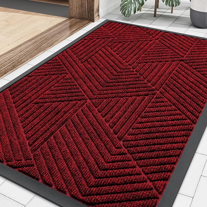 Smiry Front Door Mat Outside Entrance, Heavy Duty Sturdy Natural Rubber Doormat by Smiry