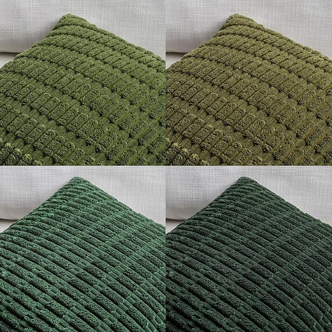 Fancy Homi Set of 4 Green Lumbar Rectangle Decorative Throw Pillow Covers 12x20 - Image 4