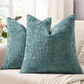 decorUhome Summer Teal Chenille Throw Pillow Covers 20x20 Set of 2 Textured by decorUhome