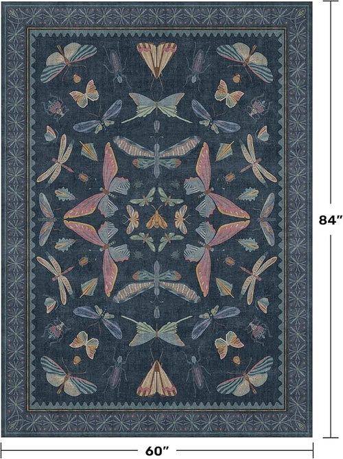 5x7 Navy Blue Boho Rugs for Living Room, Stain Resistant Non Slip Area Rug for - Image 2