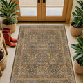 Vintage Gold Brown Entryway Rug, 3x4 Washable Area Rugs by HazoHaus
