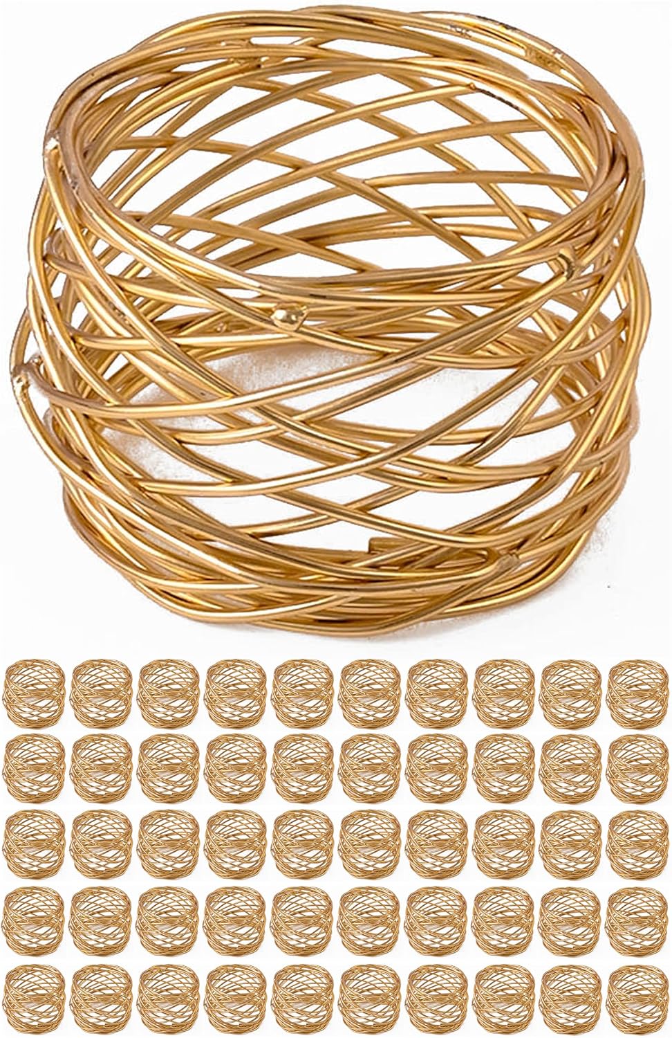 Durable Metal Iron Napkin Rings for Table Decor, Elegant Metal Table Setting Accessory, Rustic Napkin Holder for Modern Farmhouse & Everyday Dining Set of 50 (Gold) - ALPHA Living HOME