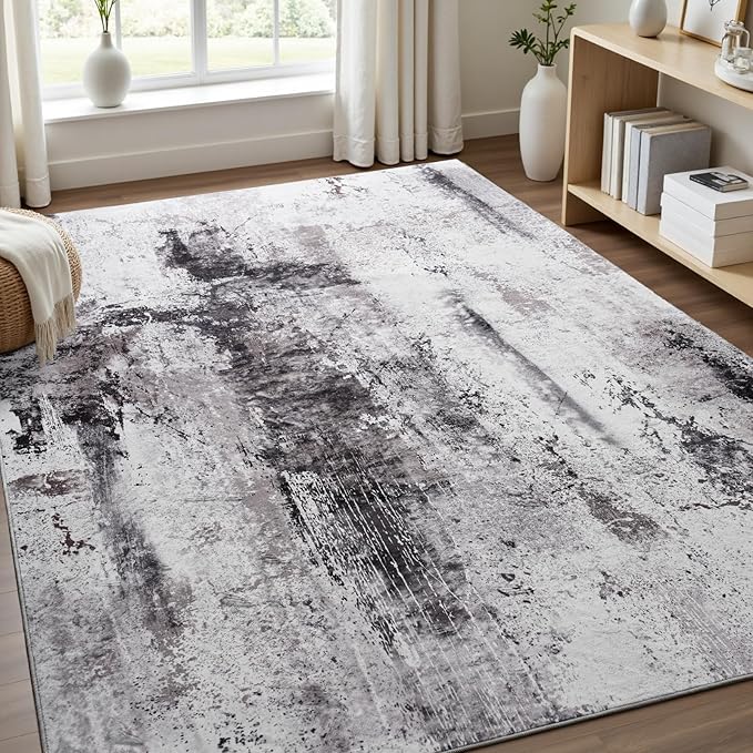 Toneed Abstract Area Rug Modern Washable Rug Soft Non Slip Rug Low Pile - Image 2
