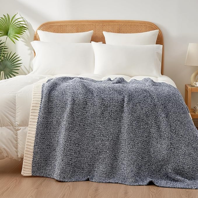 Snuggle Sac Super Soft & Reversible Heather Navy Throw - Image 5