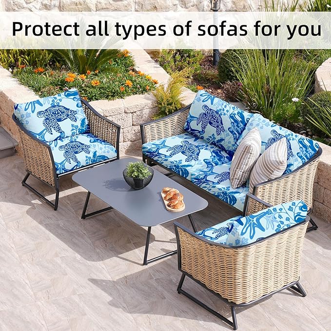 8Pcs Stretch Patio Cushion Covers, Outdoor Couch Covers Replacement, Outdoor - Image 4