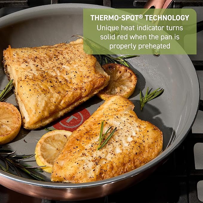 T-Fal Preserve Ceramic Nonstick Frying Pan 2-Pc Set, 8.5" & 11", Oven Broiler - Image 5