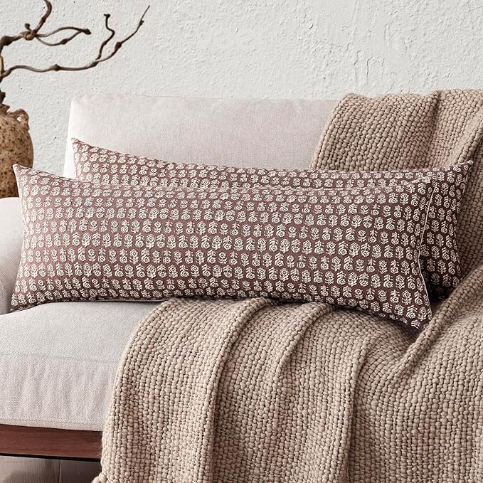 Foindtower Set of 2 Decorative Vintage Long Lumbar Throw Pillow Covers Neutral by Foindtower