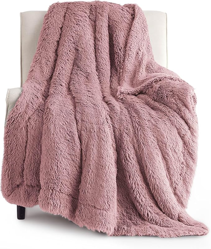 Bedsure GentleSoft Fluffy Dusty Pink Throw Blanket Gifts by BEDSURE