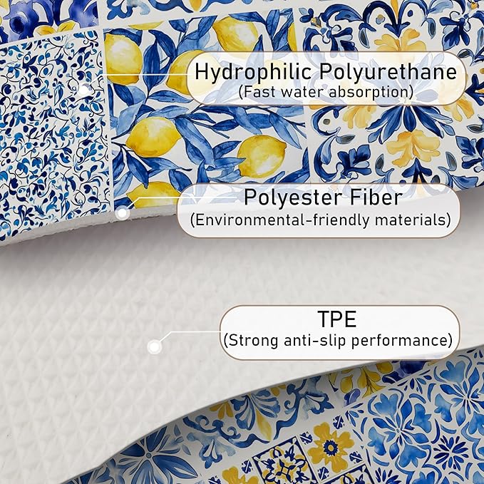 Mediterranean Tiles Dish Drying Mat, Vintage Azulejo Absorbent Dish Drying Mats - Image 6