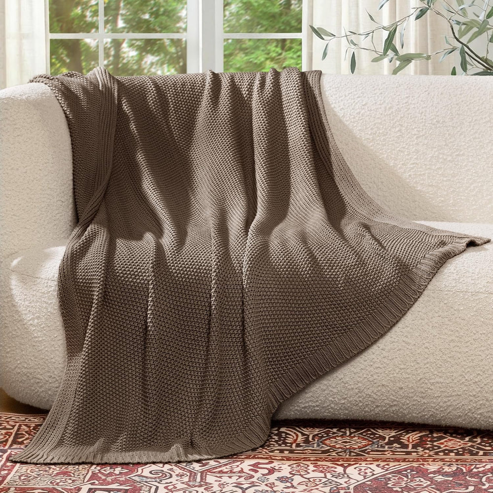 100% Cotton Cable Knit Throw Blanket, Lightweight Soft Knit Blanket for Sofa ...