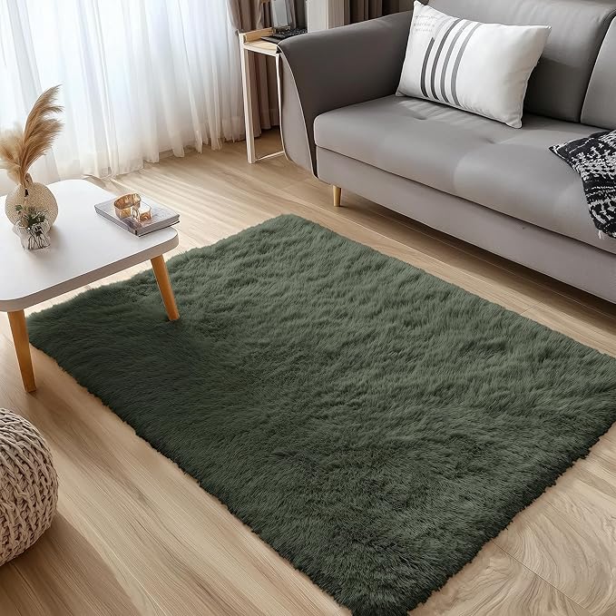 OLANLY 3x5 Machine Washable Small Bedside Rug, Soft Fluffy Shaggy Rugs - Image 5