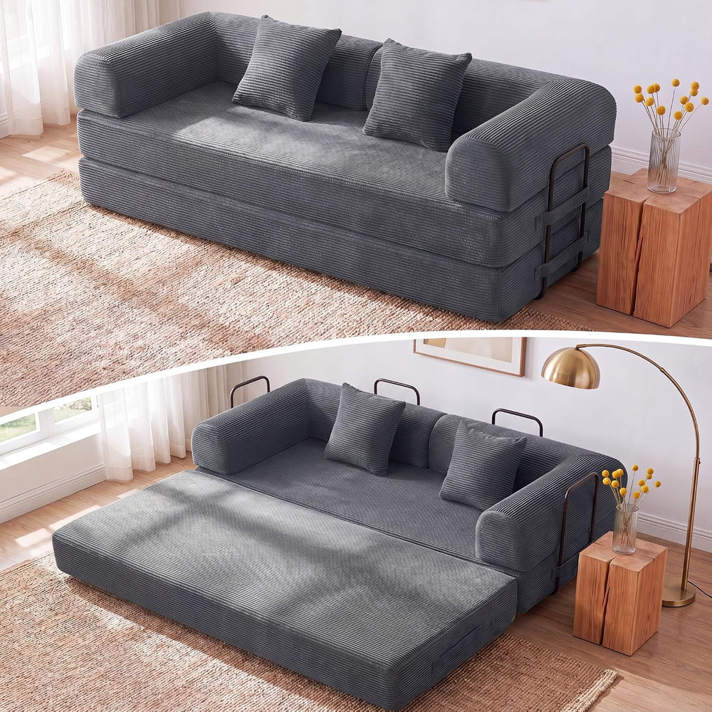 79" Convertible Futon Sofa Bed, Boneless Couch for Living Room