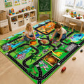 Kids Dinosaur Rug for Playroom 59" x 39.4", Dino Road Play Mat with Car Tracks, Educational Toddler Play Rug for Boys Bedroom, Robot Dinosaur Park Carpet for Toy Cars, Nursery, Classroom
