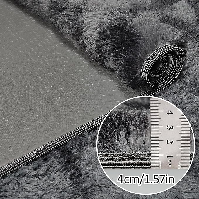 Black Grey Tie-Dyed Rug for Living Room 6x9 Fluffy Area Rug Mat Bedside Throw - Image 5