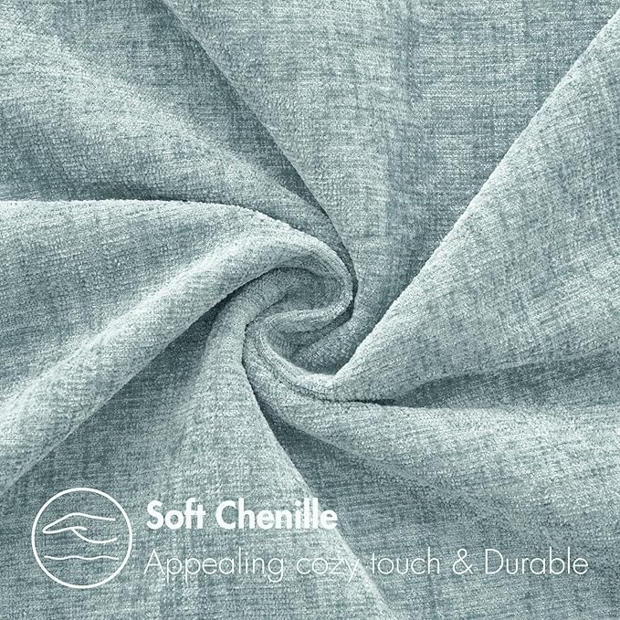 MIULEE Pack of 2 Light Blue Throw Pillow Covers 24x24 Inch Soft Chenille Pillow - Image 2