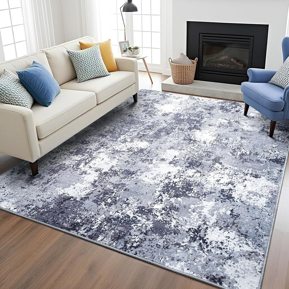 Modern Abstract 4x6 Rug, Soft Washable Area Rug for Bedroom, Non Slip Thin Fo...