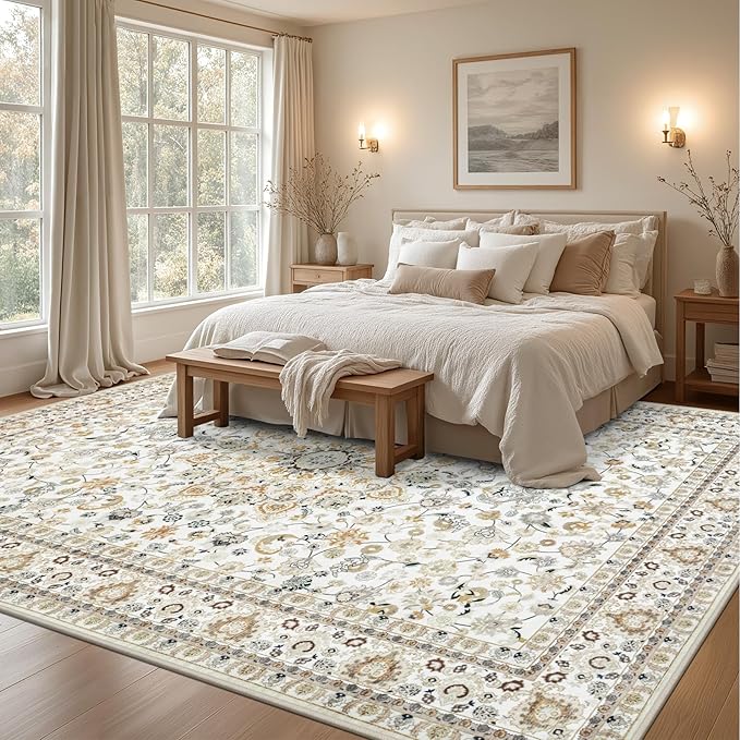 8x10 Area Rugs for Living Room: Washable Rug Soft Vintage Boho Carpet Indoor - Image 4