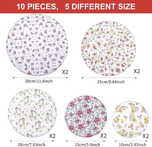 10Pcs Reusable Bowl Covers In 5 Size, Stretch Cloth Fabric Dish Cover Kitchen - Image 2