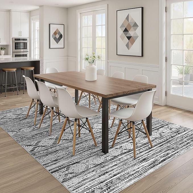 Nakagishi Area Rug Living Room Rugs: 7X9 Machine Washable Boho Large Neutral - Image 6