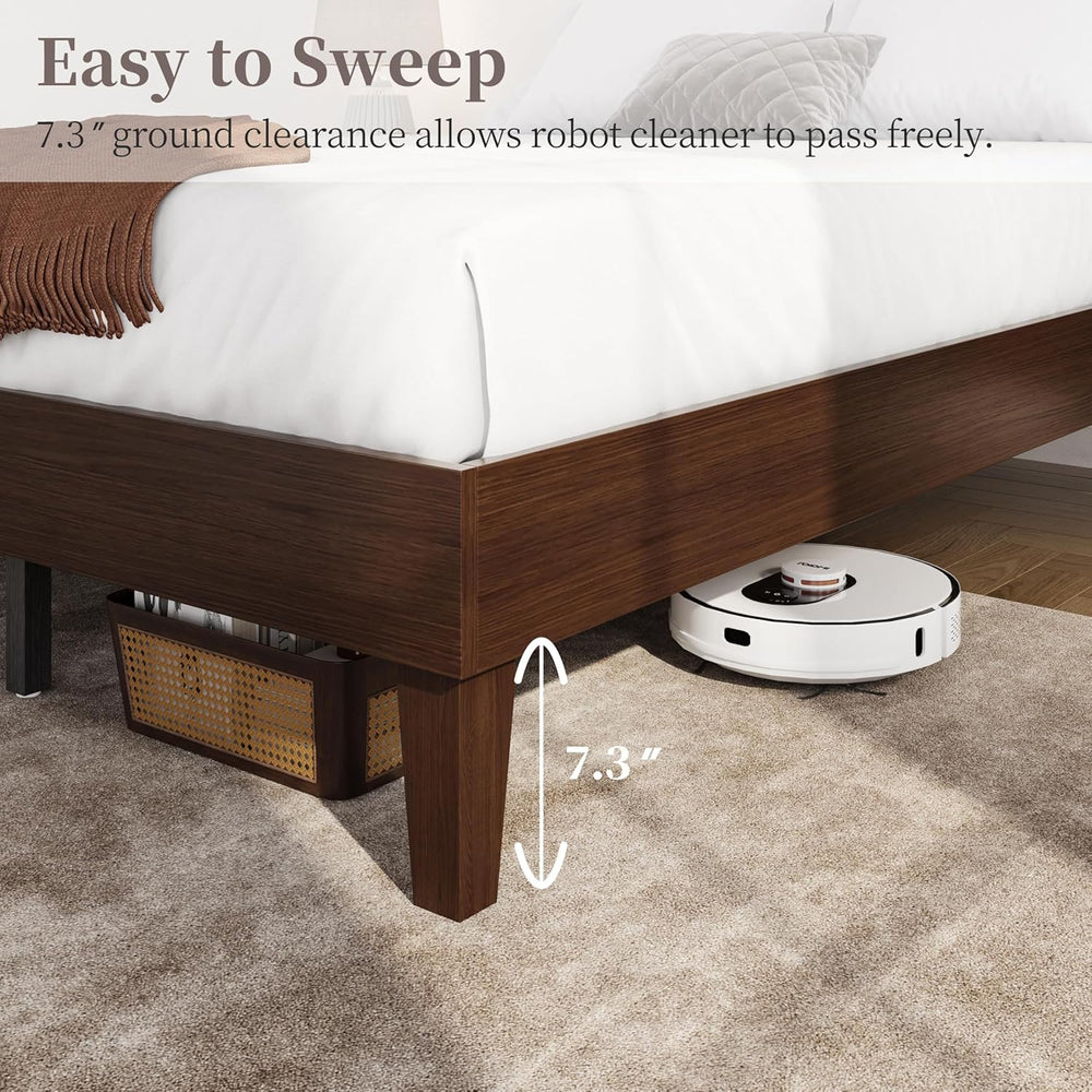 Yaheetech Full Size Solid Wood Platform Bed Frame Low-Profile Dark Walnut