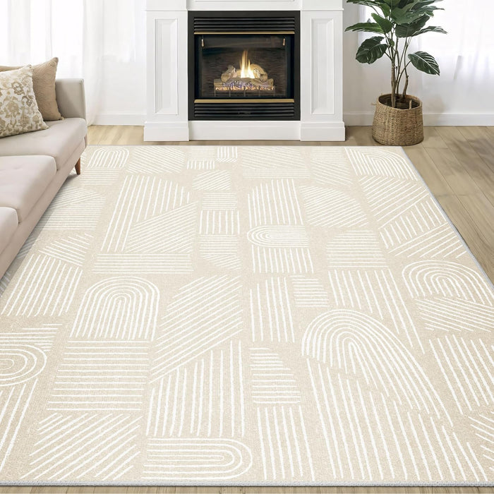 MUJOO 5x7 Area Rugs Washable Low Pile Non Slip Mid Century Modern Large