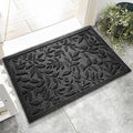 Black Leaves Outdoor Indoor Entrance Doormats, Absorbent Durable Heavy Duty by VivaNest