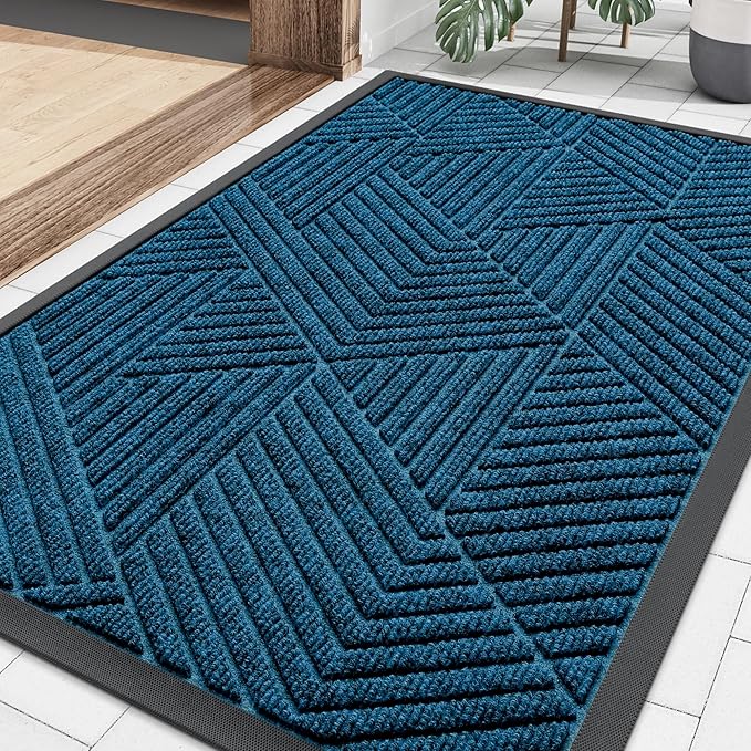 Smiry Front Door Mat Outside Entrance, Heavy Duty Sturdy Natural Rubber Doormat by Smiry
