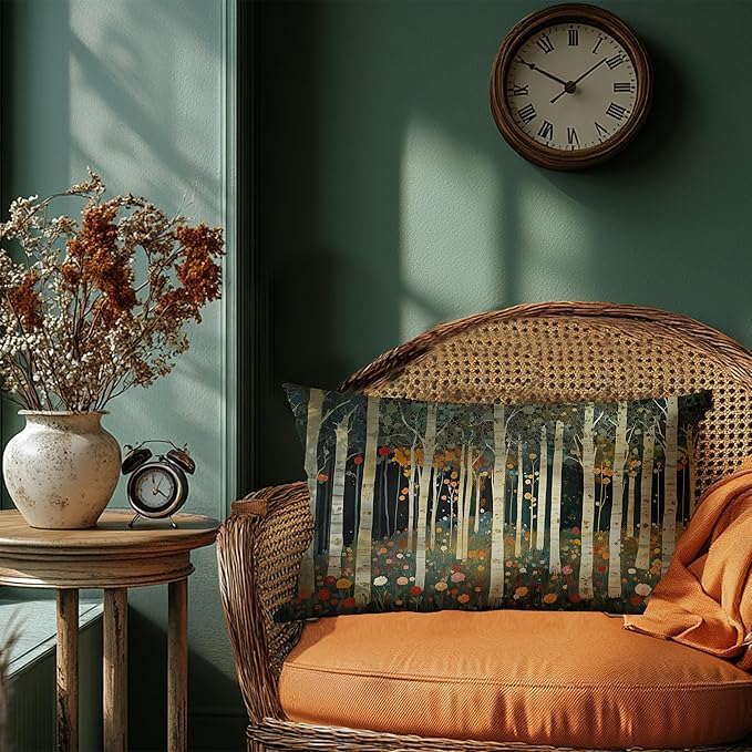 Rustic William Morris Inspired Autumn Forest Decor Pillow Covers 12x20 - Image 4