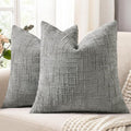 decorUhome Neutral Grey Chenille Euro Sham Throw Pillow Covers 26x26 Set of 2 by decorUhome