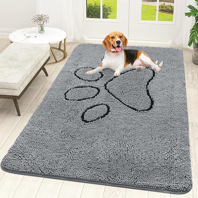 OLANLY Dog Door Mat for Muddy Paws 70x46, Paw Print Design, Absorbs Moisture by OLANLY