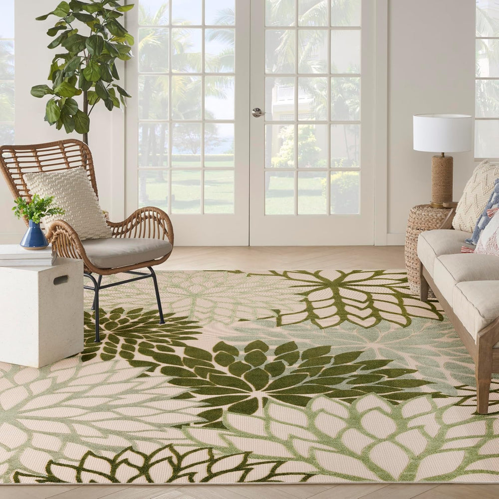 Nourison Home Aloha Indoor/Outdoor Ivory Green 7'10" x 10'6&quot...